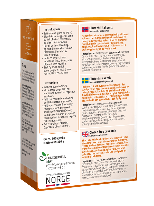 Sukrin Kakemix, glutenfri og sukkerfri, 360 g